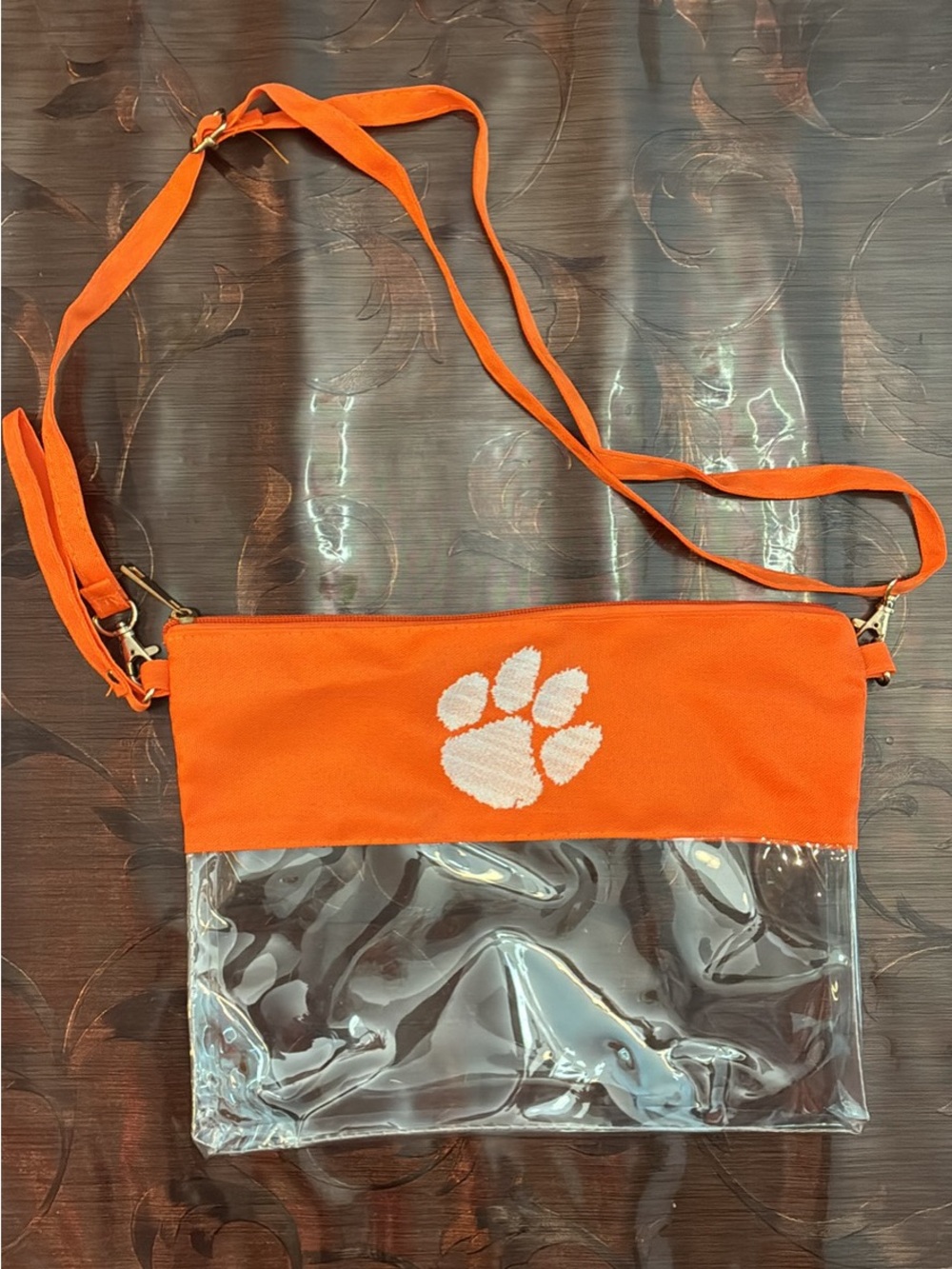 Clemson Paw Print Clear Crossbody Bag